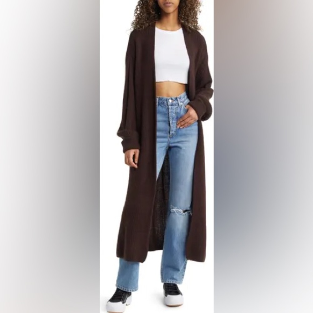 Women's Long Brown Cardigan Sweater